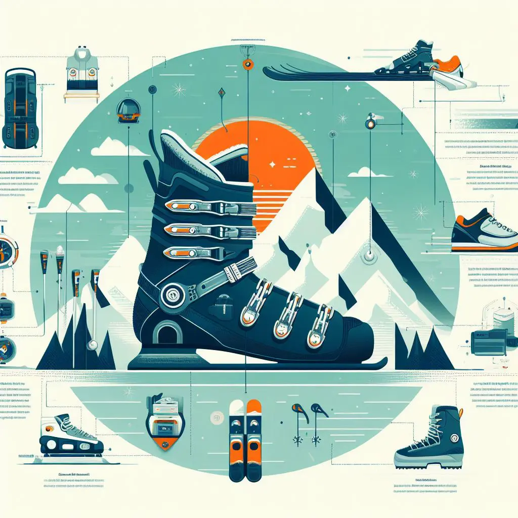 Infographic showing tips for choosing ski boots for narrow feet - essential factors highlighted