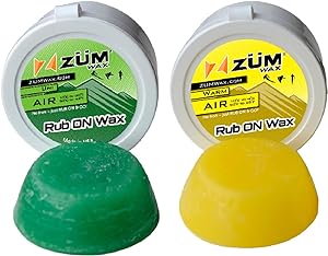 "ZUMWax RUB ON Wax Ski/Snowboard/Nordic/Cross-Country Sample Pack - Fluoro-Free alternatives for Universal and Warm Temperatures