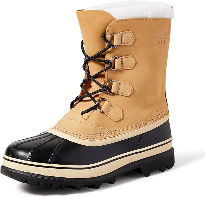 Alt Text: Sorel Caribou Men's Winter Boots - a detailed view highlighting the rugged design and waterproof leather.