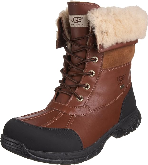 Ugg Butte Men's Winter Boots - a close-up showcasing the rugged design and sheepskin lining for ultimate warmth.